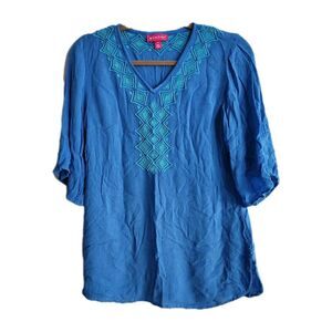 Lilly Pulitzer For Target Embellished Blue Tunic Top Size Small